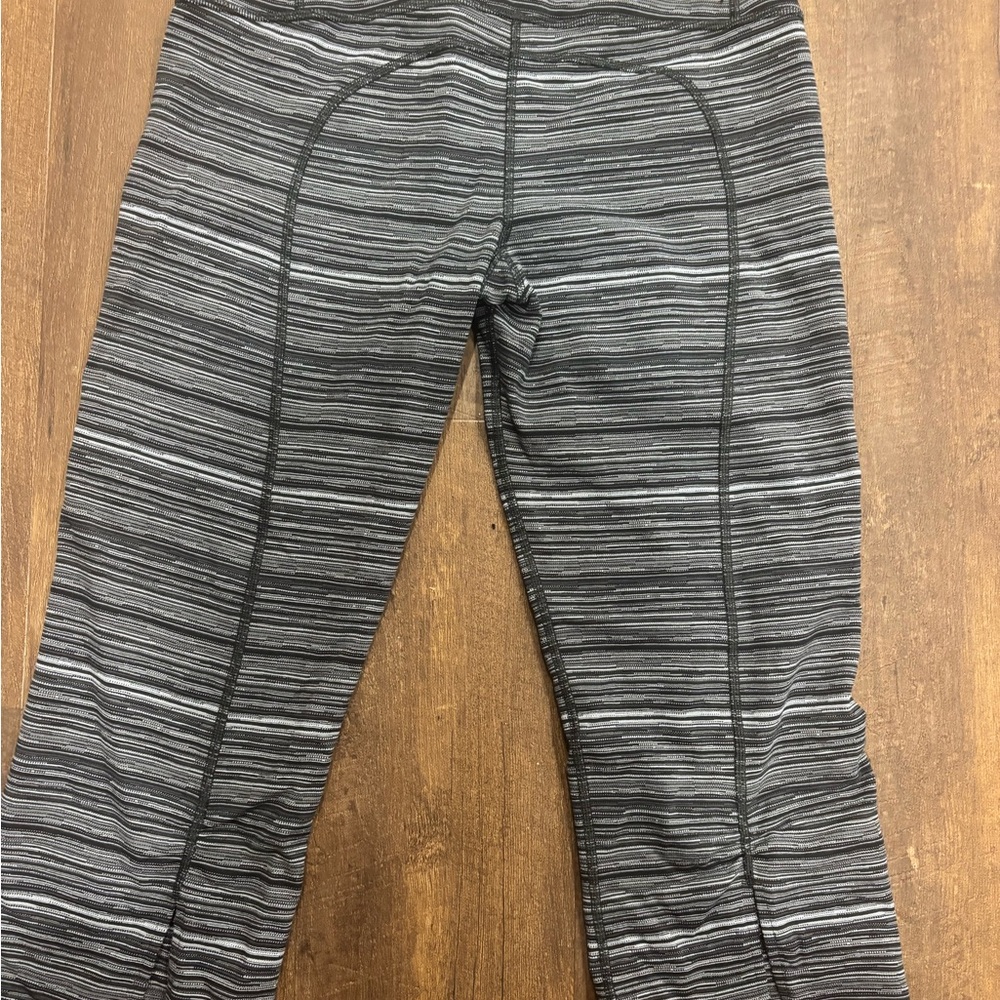 Lululemon Athletica Black and Gray Striped Capris